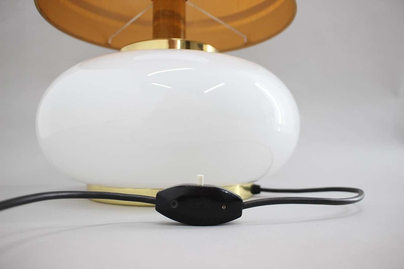 1970s Beautiful Large Glass And Brass Table Lamp, Italy photo vintage