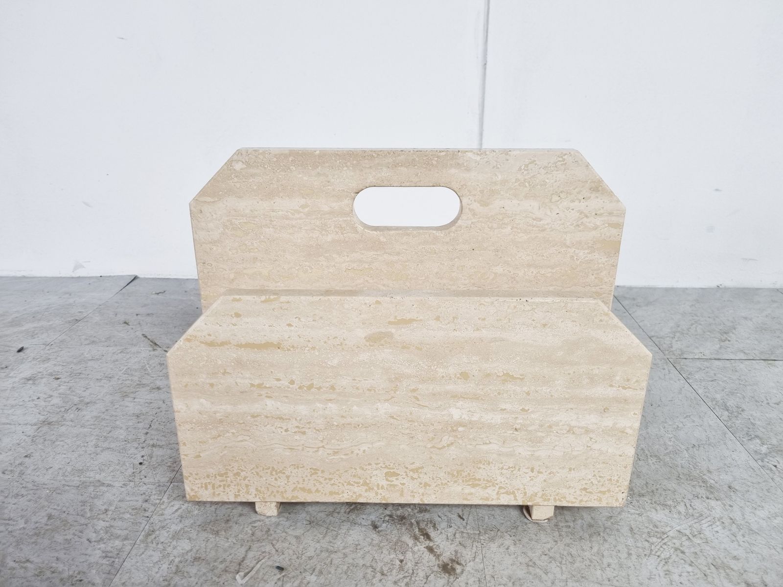 Vintage Travertine Magazine Holder, 1970s photo for sale