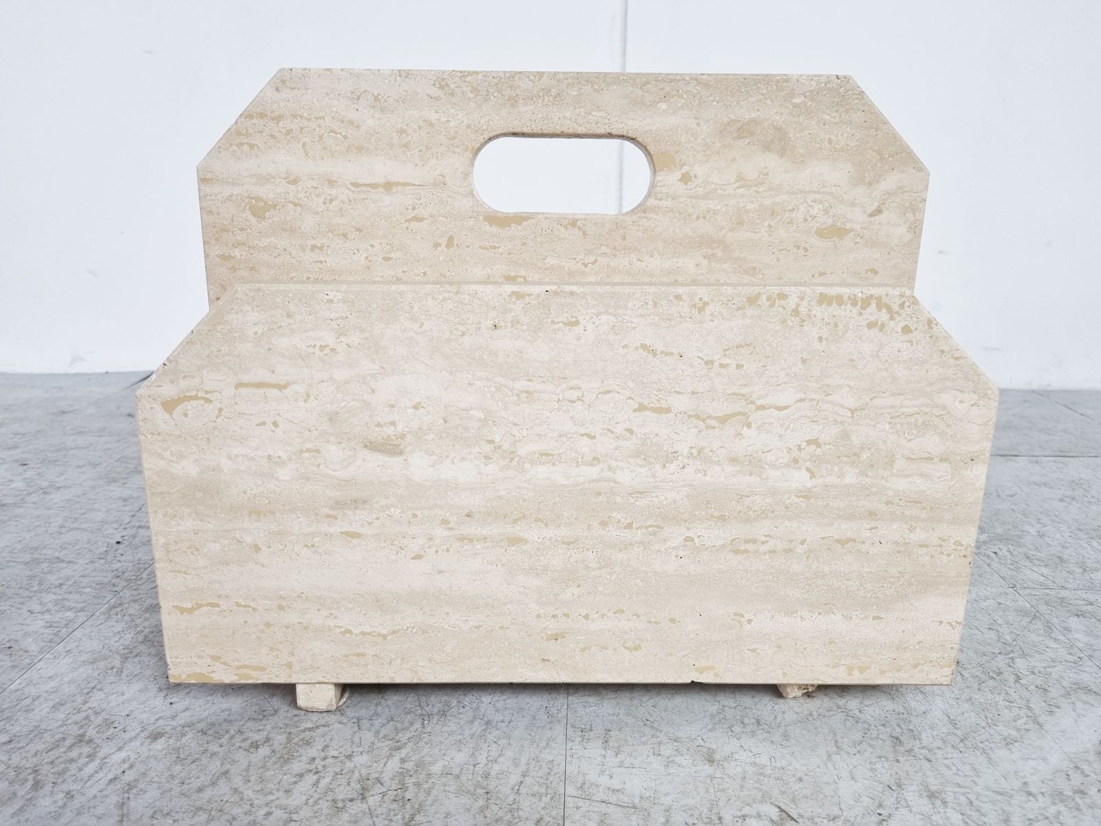 Vintage Travertine Magazine Holder, 1970s photo 300.0