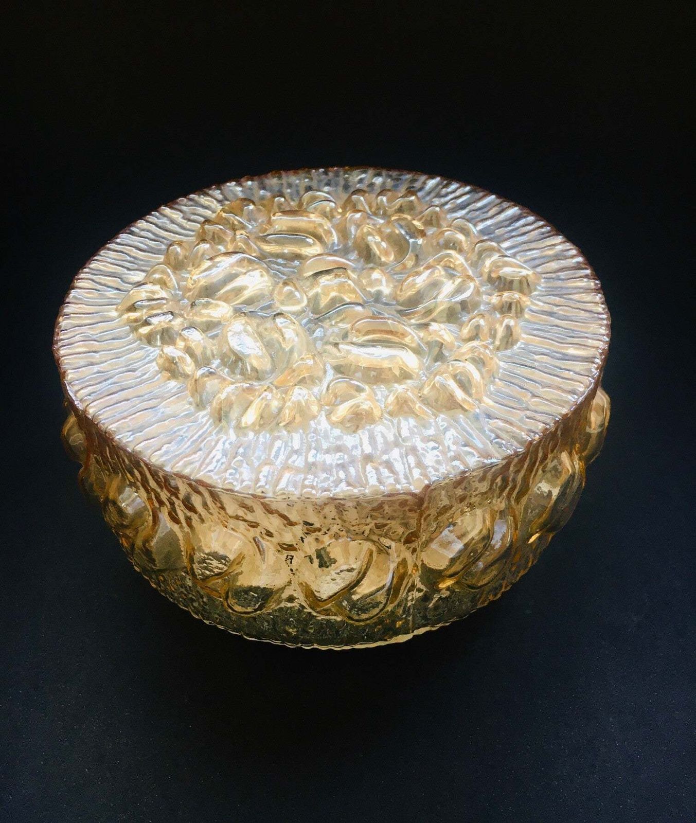 Glazen Wandlamp Met Gouden Luster, Jaren 1960