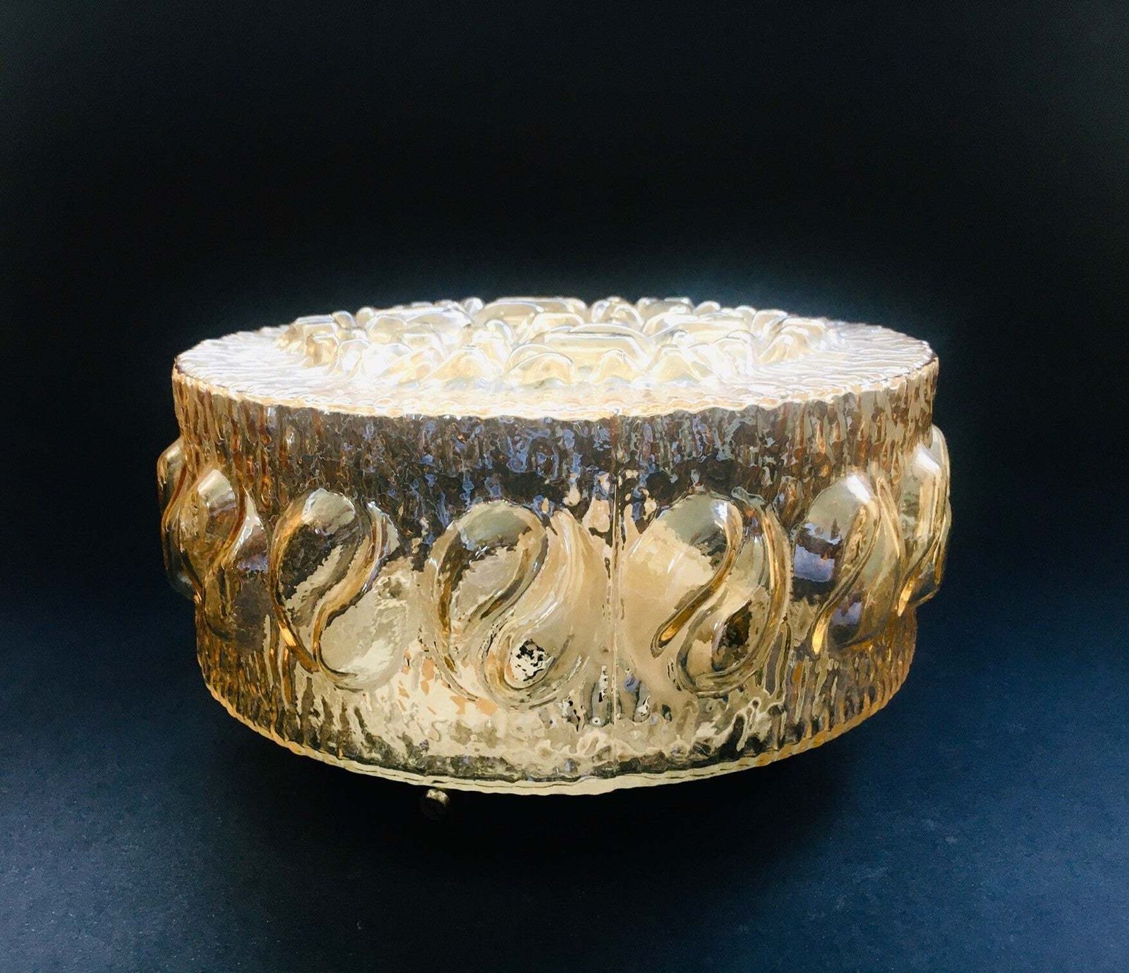 Glazen Wandlamp Met Gouden Luster, Jaren 1960 photo 95.48