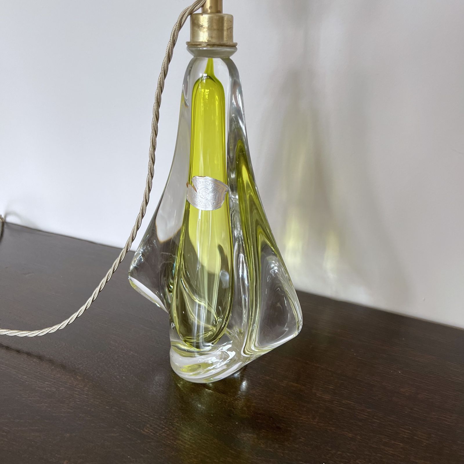 photo furniture Val St. Lambert Belgian Yellow Crystal Table Lamp
