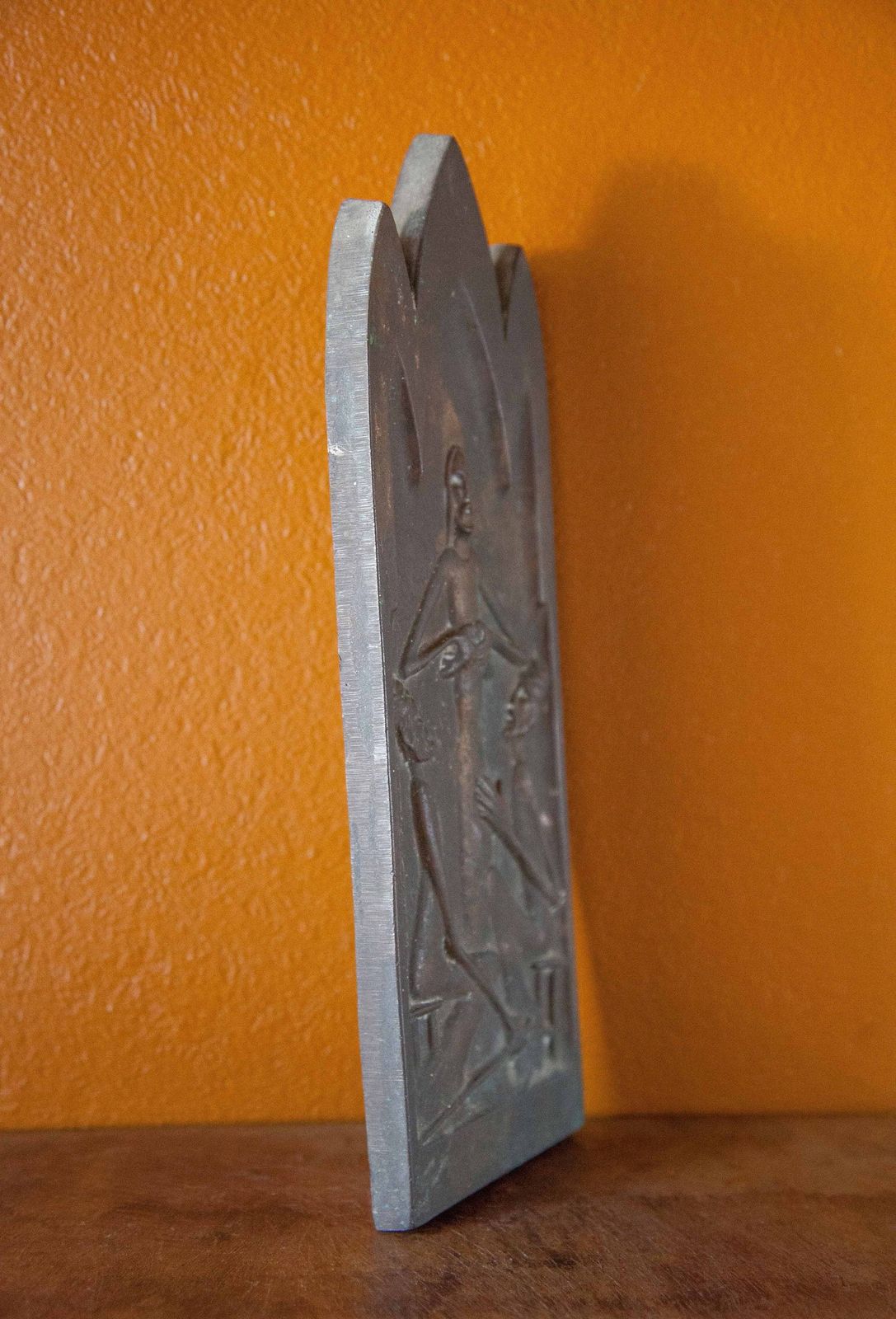 Modernist Religious, Bronze Christ, That Breaks Bread, Signed Plaque, Collection, Decoration, 50's photo 195.0