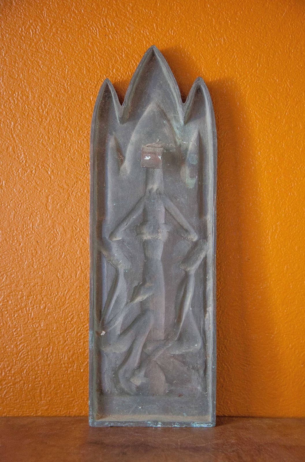 Modernist Religious, Bronze Christ, That Breaks Bread, Signed Plaque, Collection, Decoration, 50's photo buy
