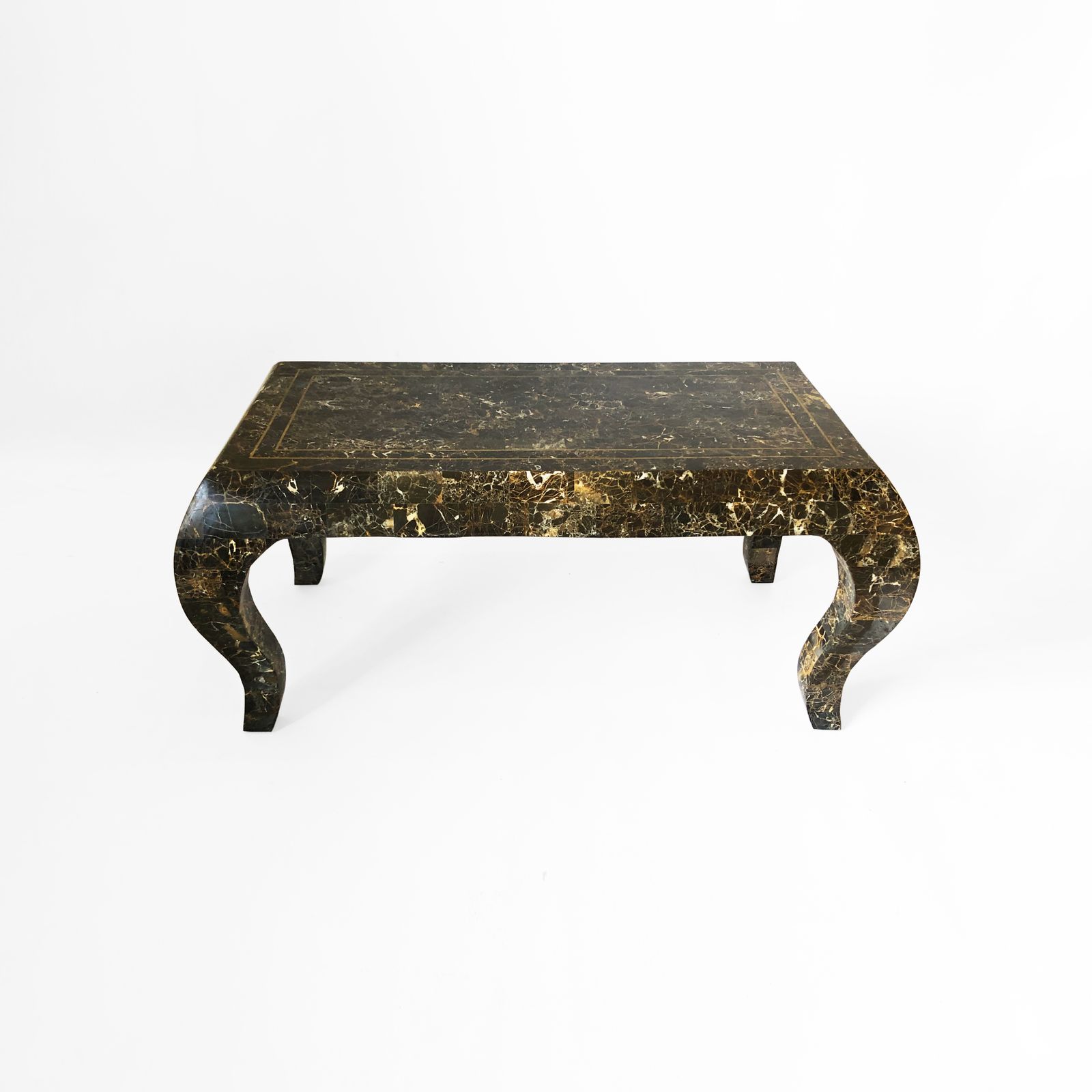 Maitland Smith Tessellated Marble Coffee Table 1980s Vintage USA Rare Emperador 1970s photo vinterior