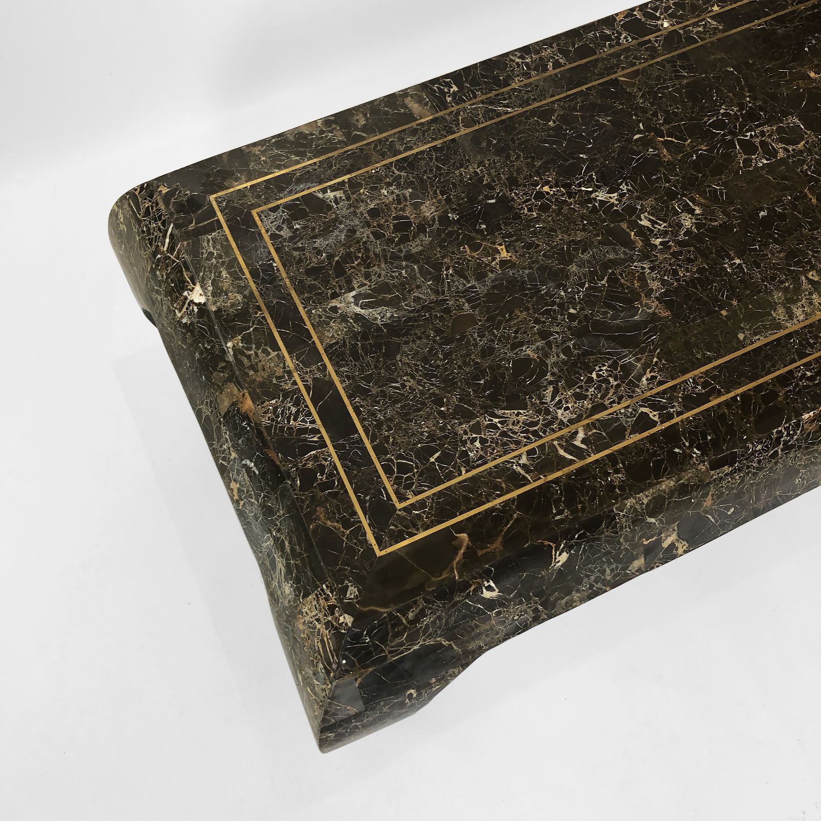 photo for sale Maitland Smith Tessellated Marble Coffee Table 1980s Vintage USA Rare Emperador 1970s