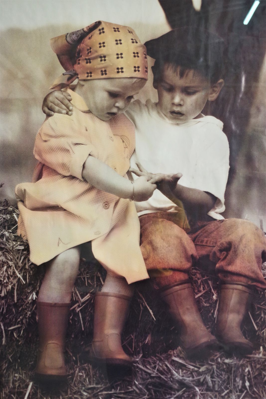 Print With Boy And Girl With Scarves Holding Hands, 2000