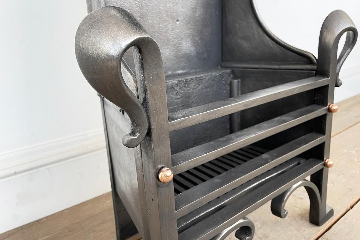 Antique Edwardian Arts & Crafts Canopied Cast Iron Fire Grate. photo buy