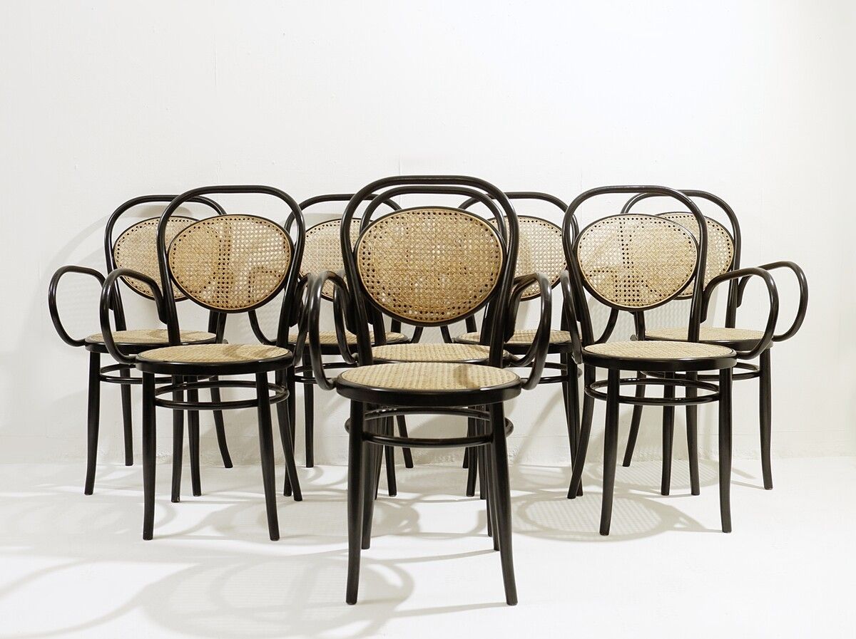 Set Of 8 Early Mid Century Dining Chairs By Thonet photo furniture