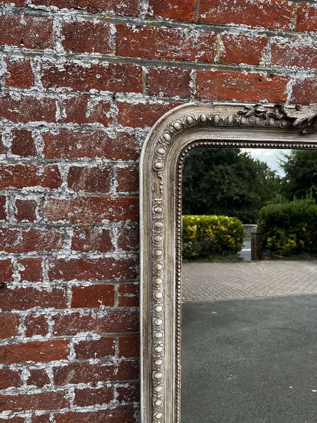 A Superb Large Antique French 19th C Arched Top Painted Mirror photo furniture