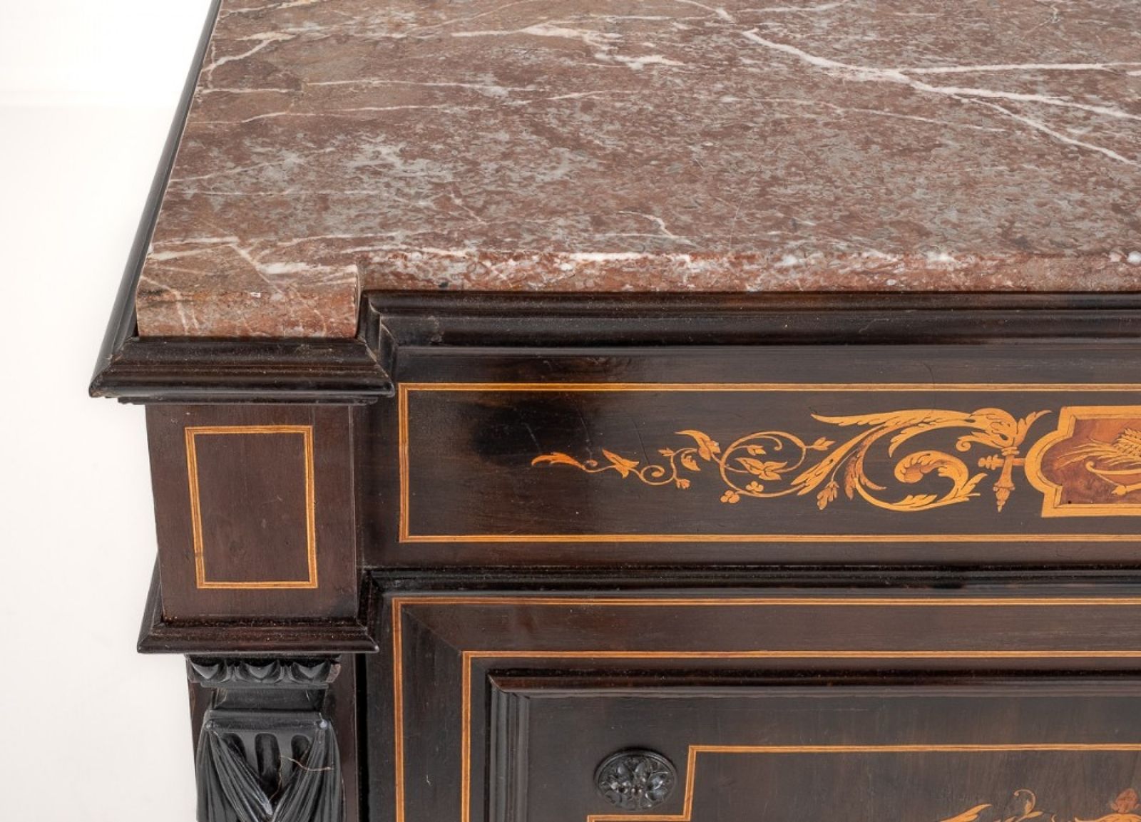 French Pier Cabinet Marquetry Inlay Chest 1860 photo vinterior