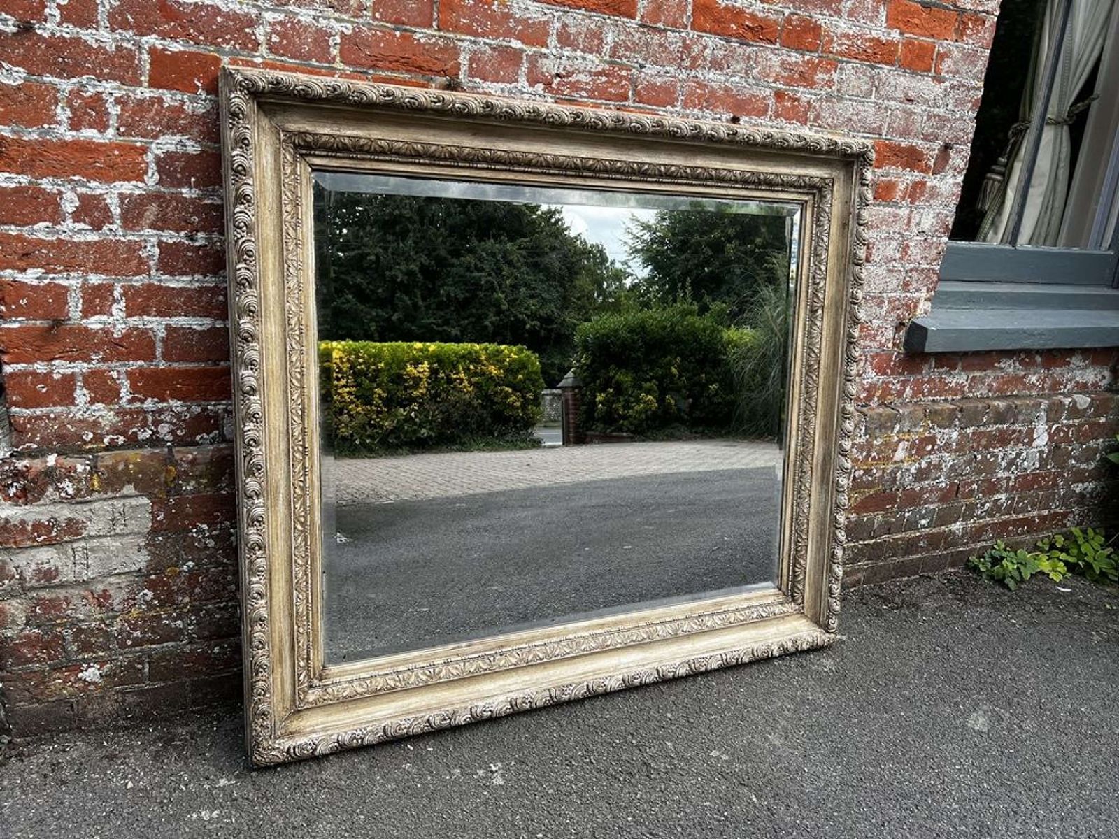 A Delightful Large Antique English 19th C Painted Ornate Framed Mirror photo Home Decor