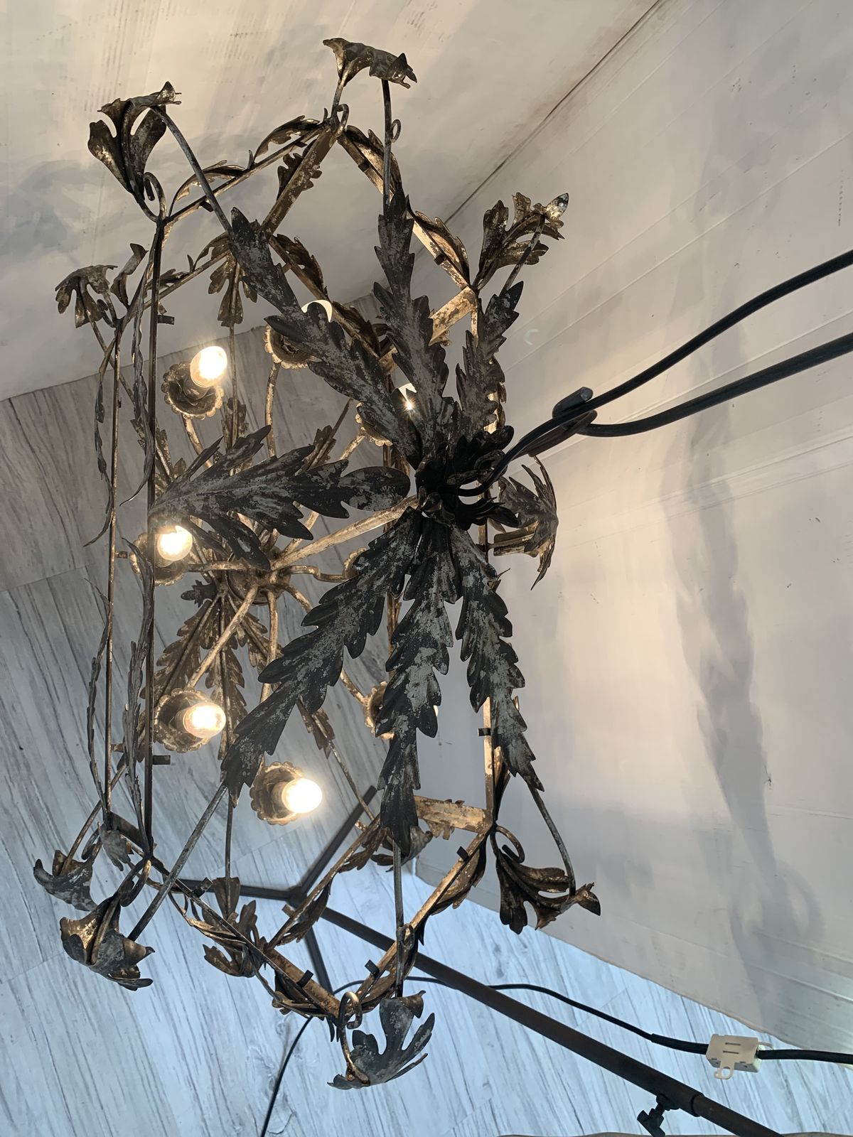 Chandelier In Silver + Argilla Metal Big And Impressive  Wrought Iron Florentine Art Made In Italy photo Lighting