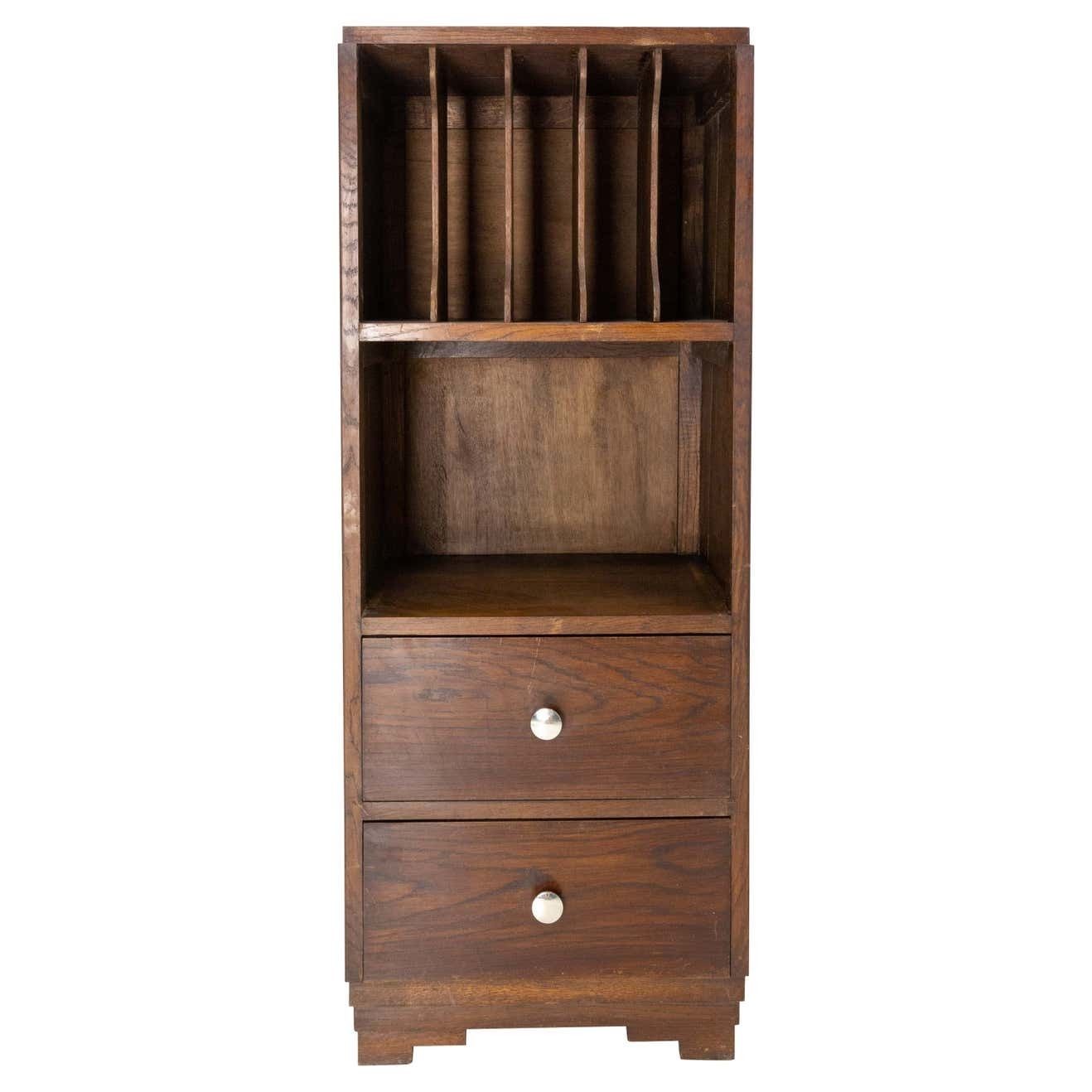 Mid Century French Oak Desk Cabinet, Circa 1940