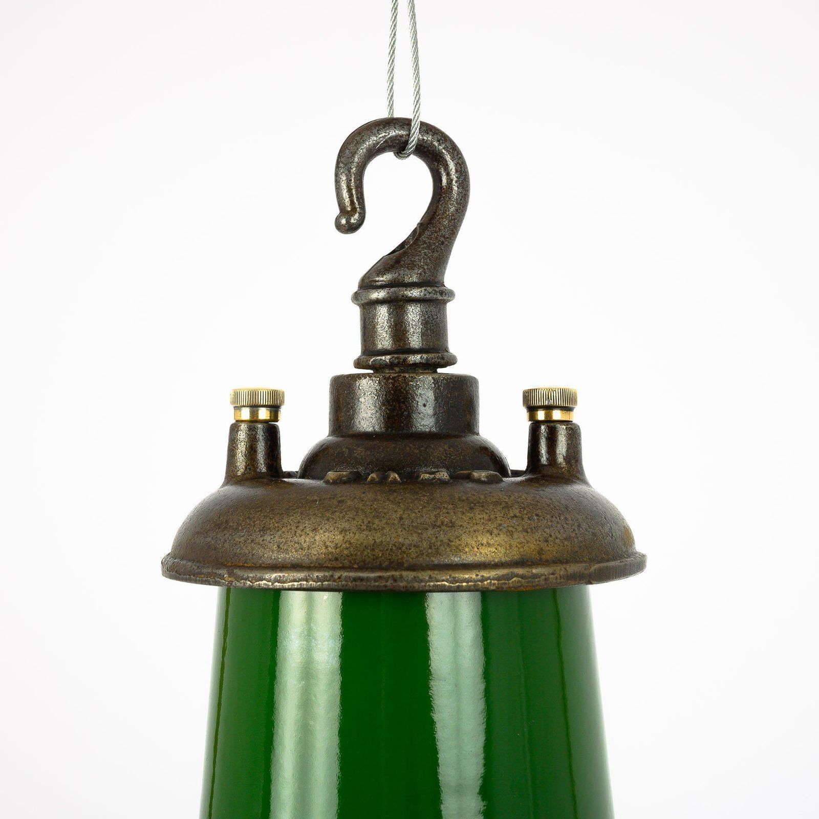 Original Industrial Green Enamel Factory Pendant Lights By Revo Tipton photo furniture