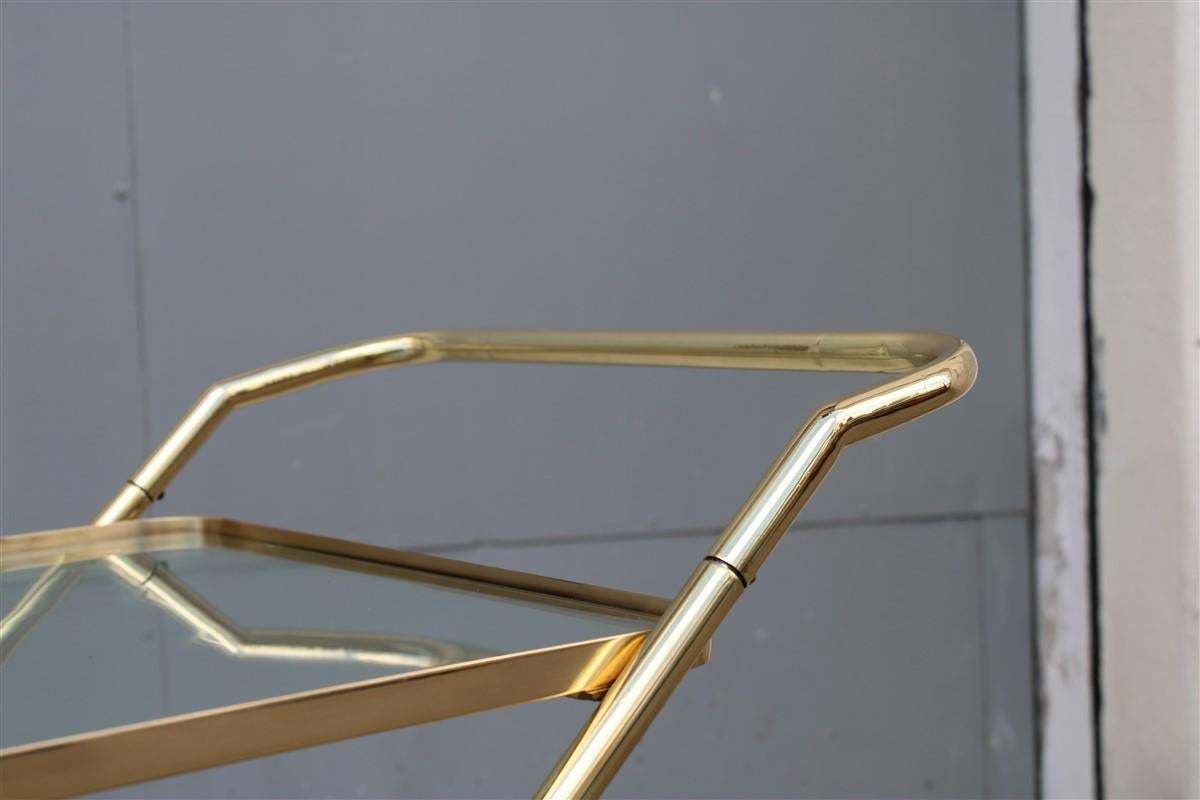 photo vinterior Stylized Solid Brass Bar Trolley Mid Century Italian Design 1950 Cesare Lacca