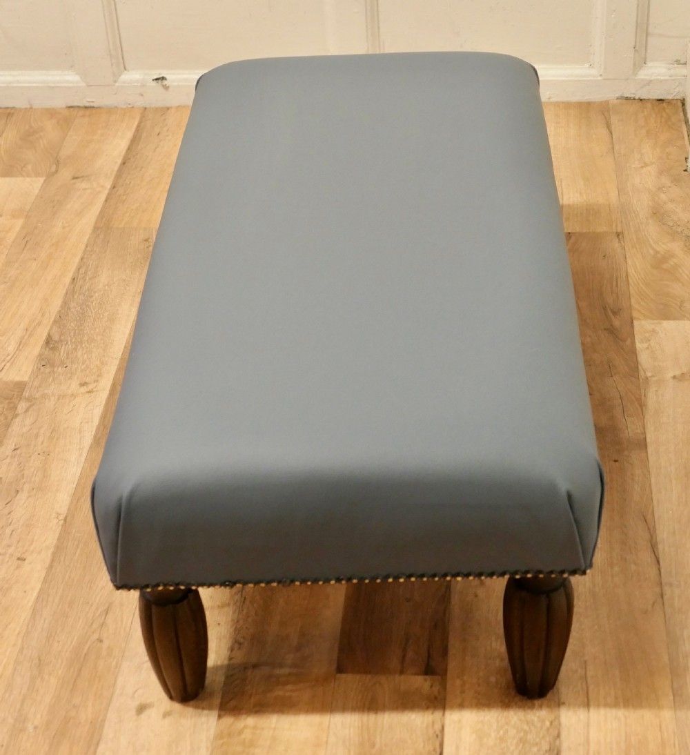 French Leather Upholstered Long Foot Stool photo 558.0