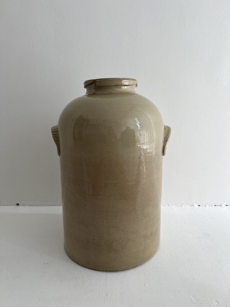 19th Century French Large Stoneware Fermentation Jar photo Home Decor