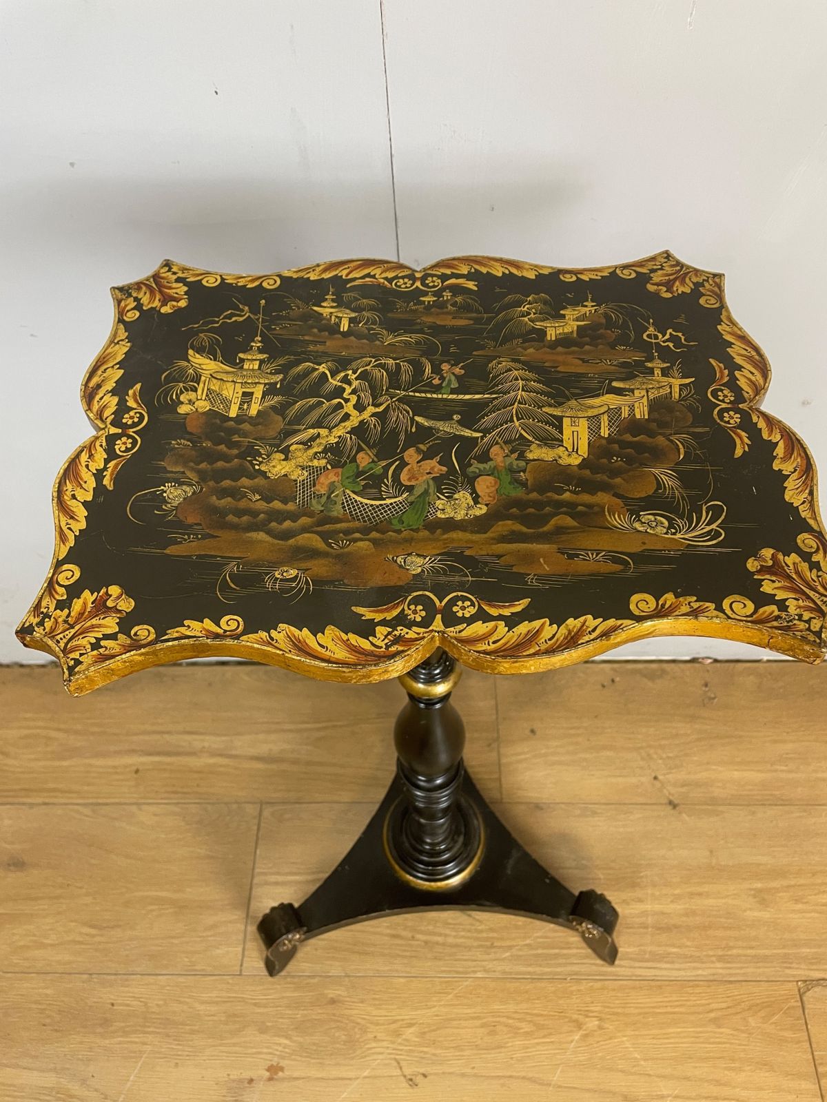 C19th Chinoiserie Wine Table With Ebonised Tripartite Base photo furniture