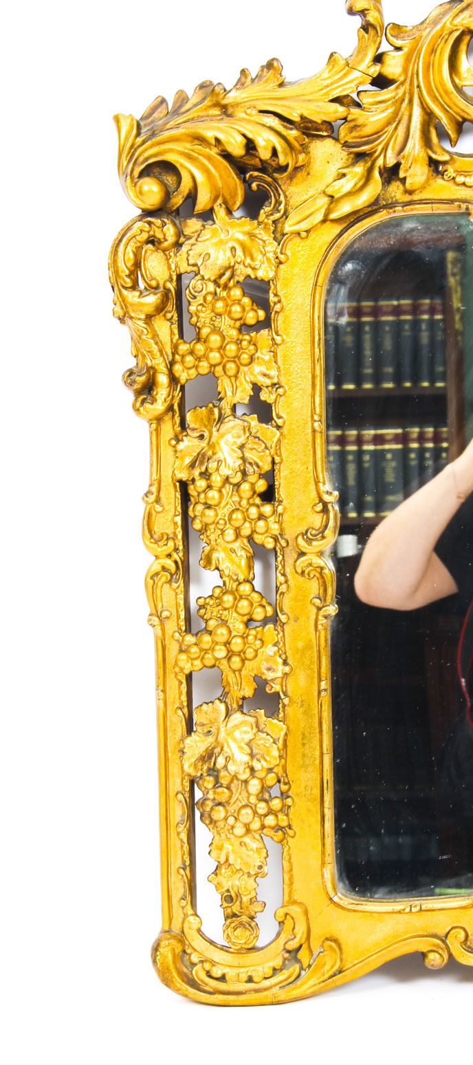 Antique Italian Giltwood Mirror Carved With Fruiting Vines 19th C   78x56cm photo Home Decor