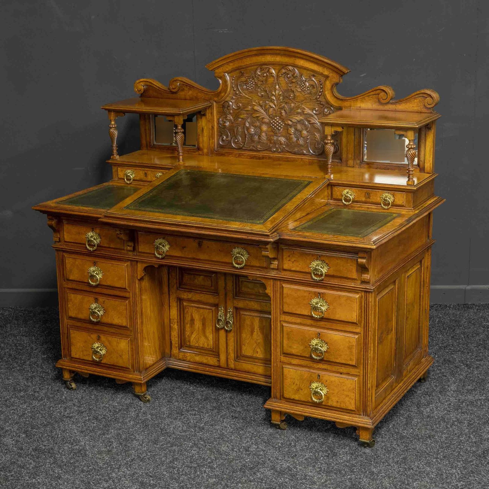 Late Victorian Pollard Oak Desk By Thomas Turner