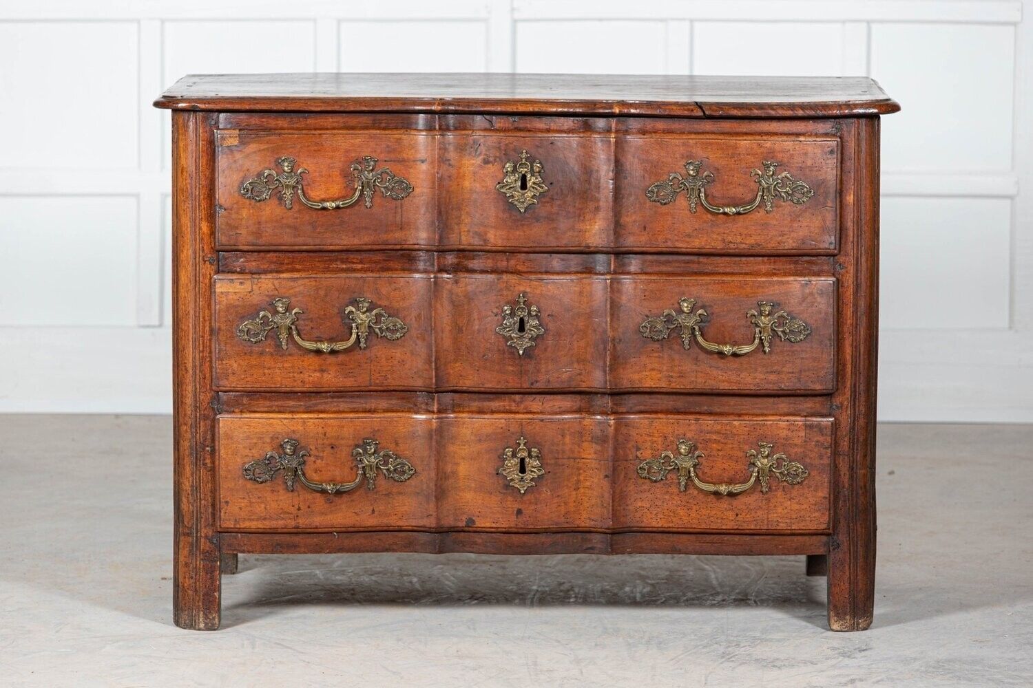18thc French Walnut Bombe Chest Commode