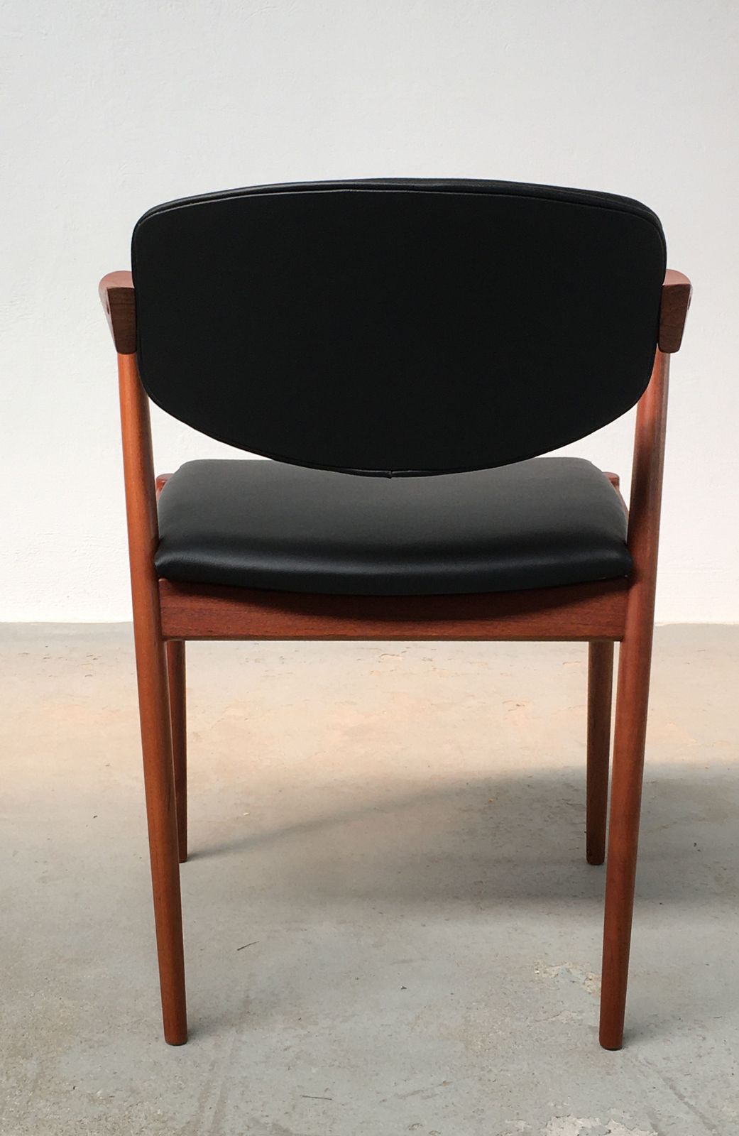 photo furniture Kai Kristiansen Six Fully Restored Teak Dining Chairs Inc. Custom Reupholstry
