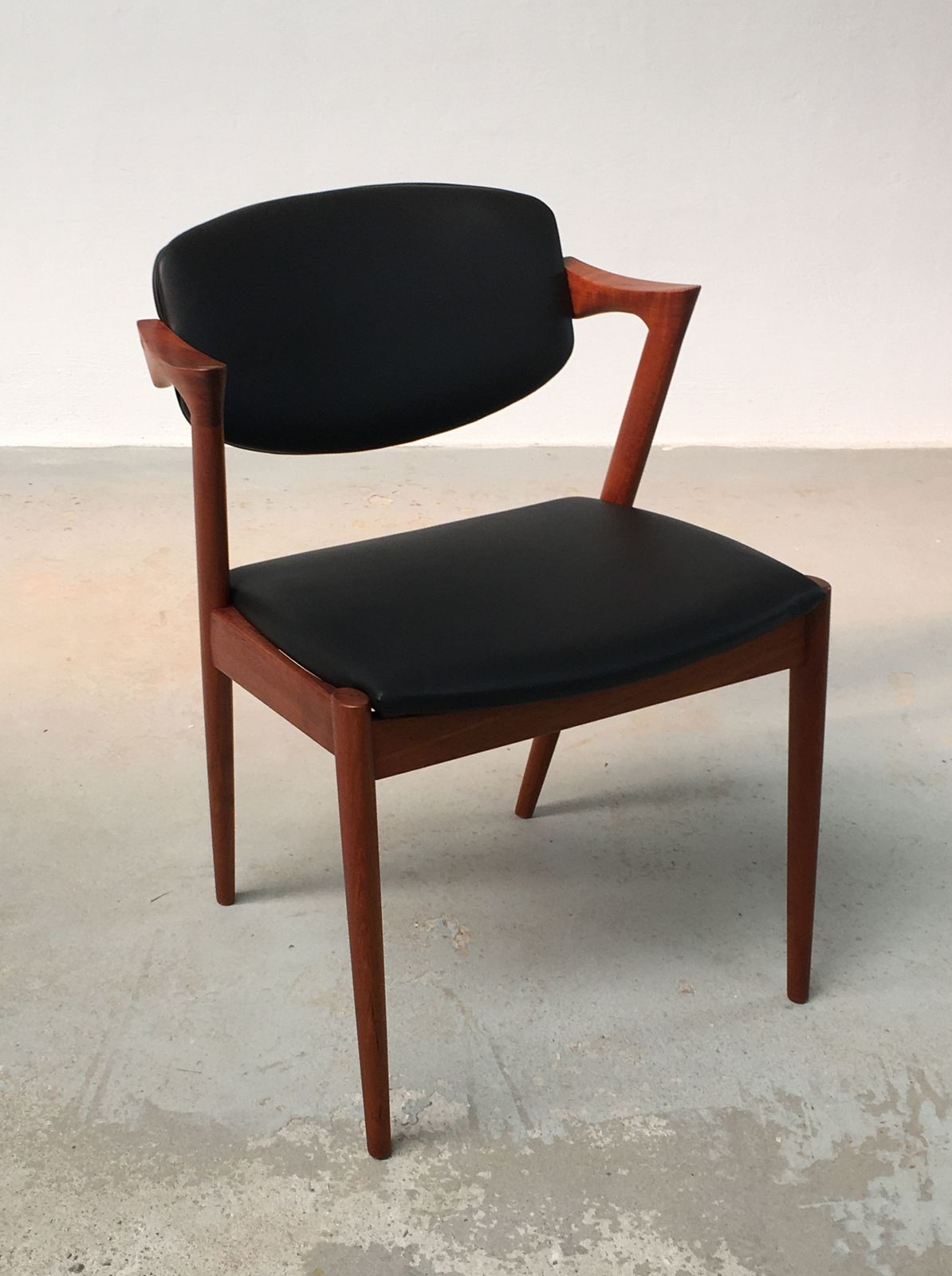 7800.0 Kai Kristiansen Six Fully Restored Teak Dining Chairs Inc. Custom Reupholstry photo