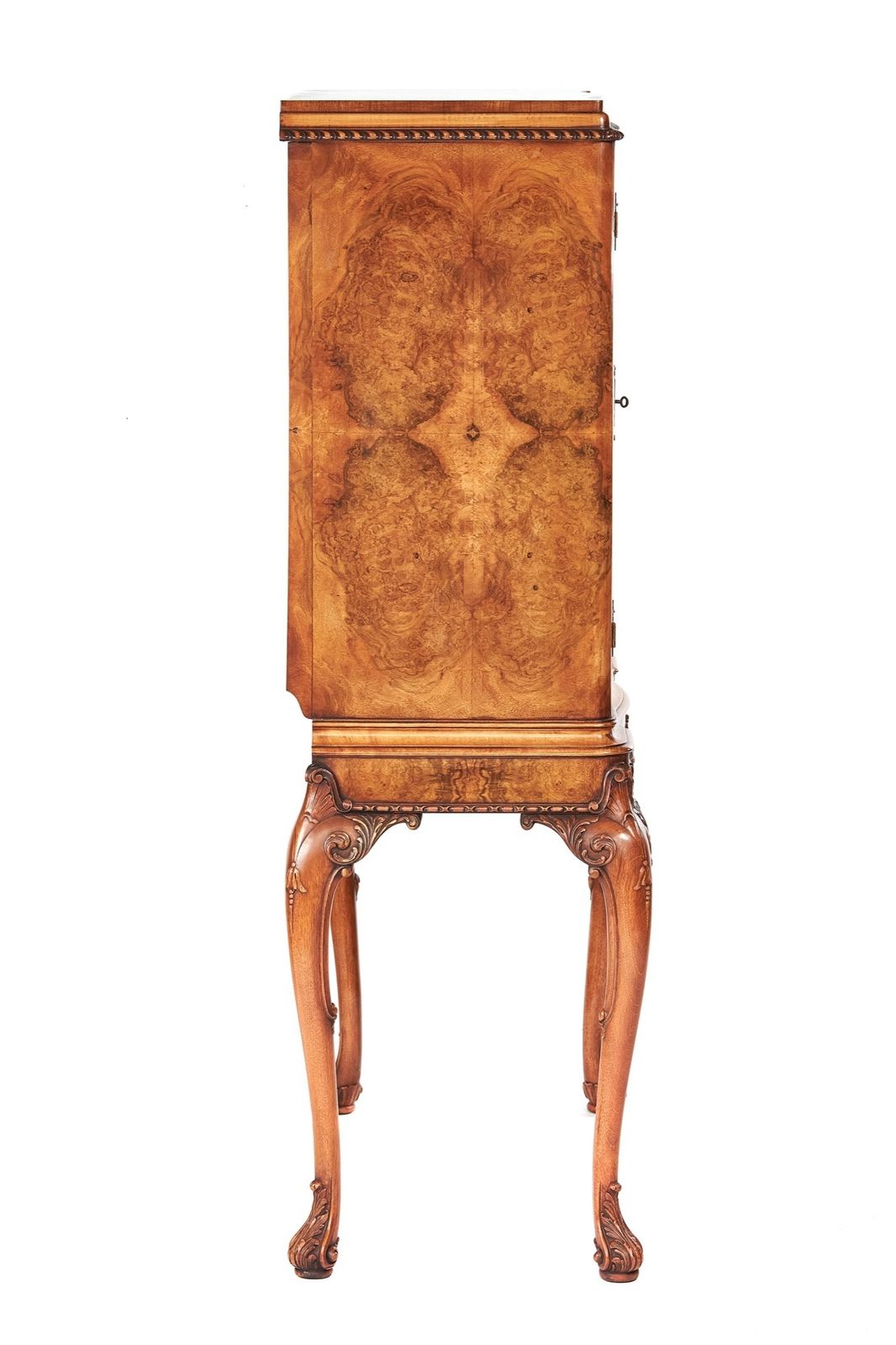 Fine Burr Walnut & Carved  Cocktail Cabinet On Stand photo furniture