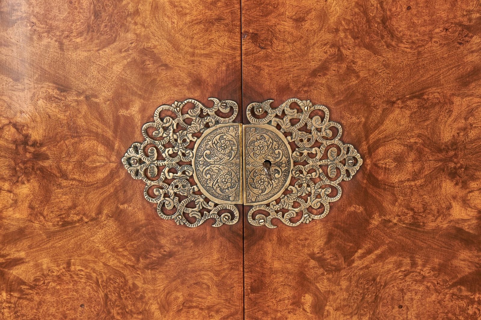 photo furniture Fine Burr Walnut & Carved  Cocktail Cabinet On Stand