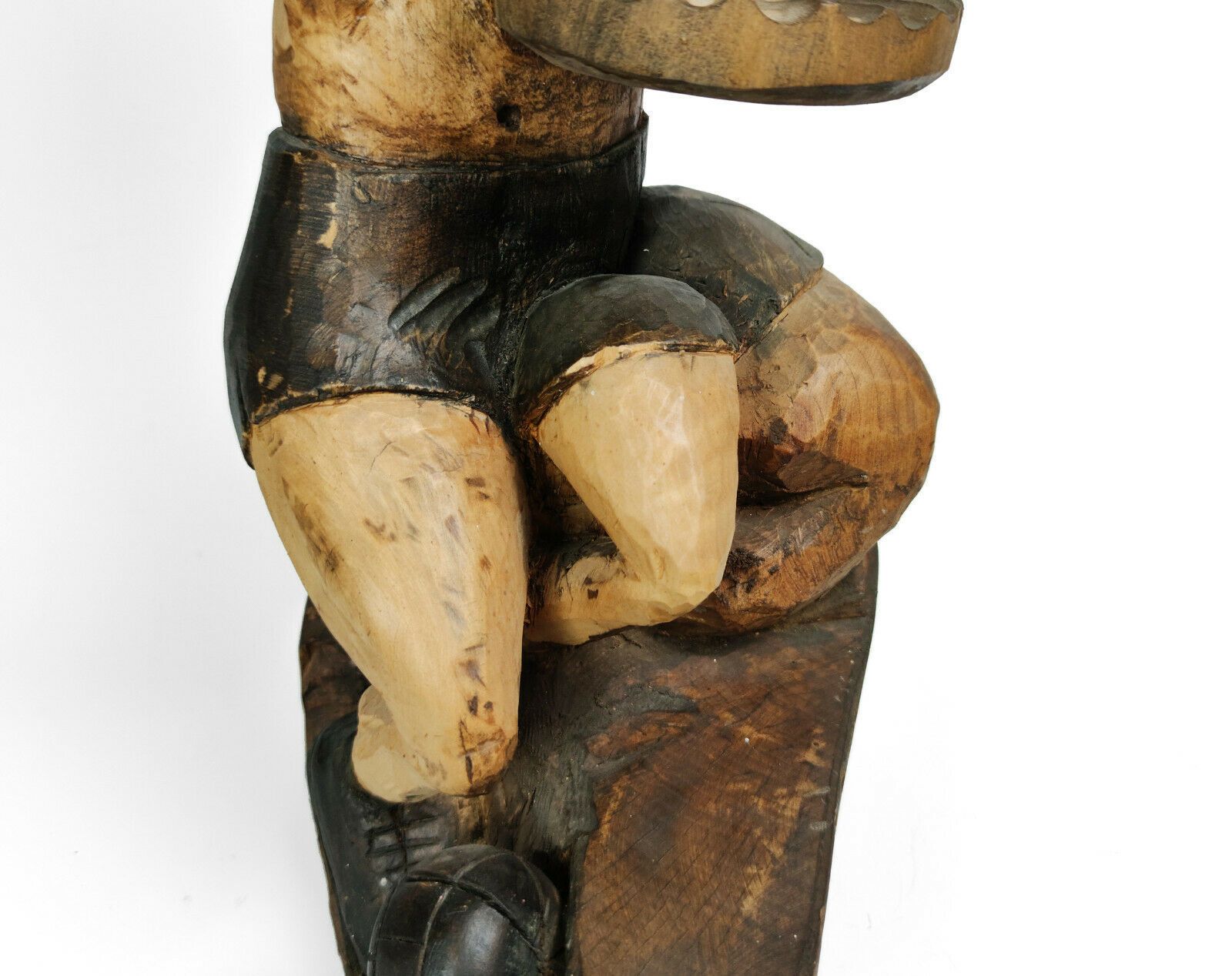 Huge Wooden Folk Art Circus Sculpture   Frank Lentini, 3 Legged Football Player photo furniture