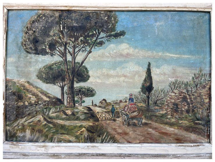 Vintage French Oil On Canvas, 1950s photo for sale