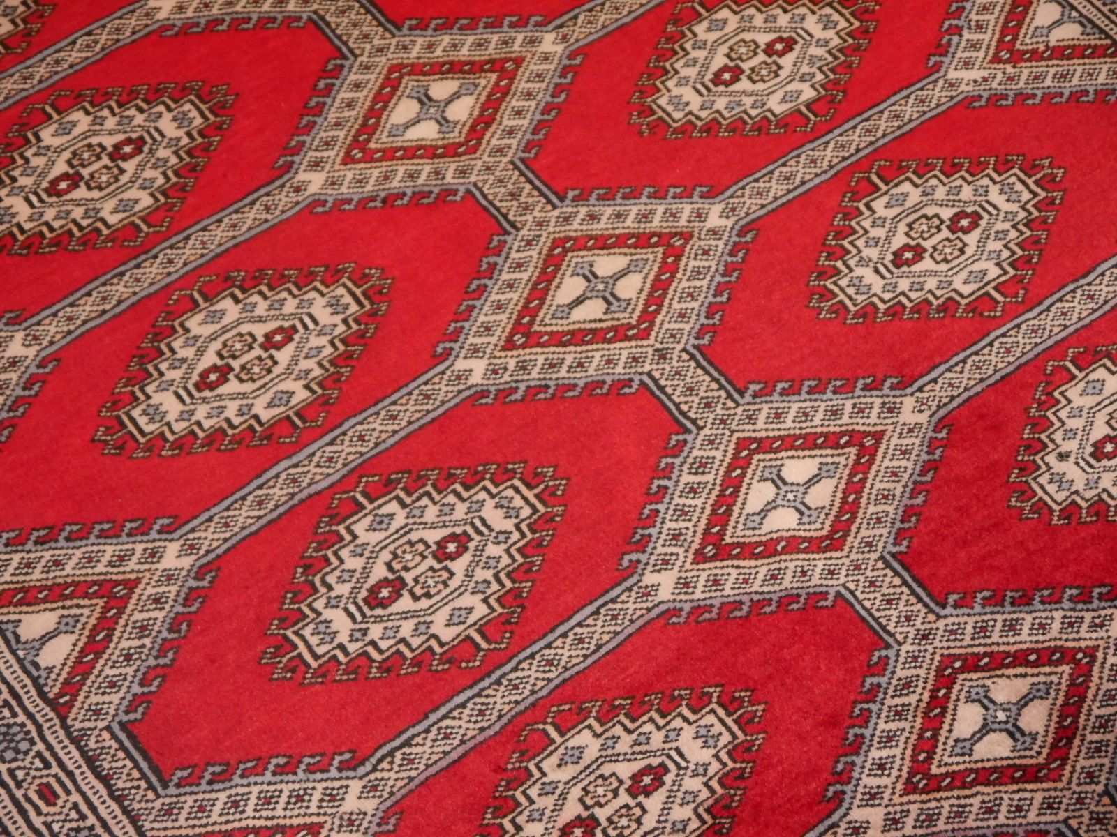 Vintage Turkmen Rug From Pakistan, 1980s Dark Red, Grey  photo Textiles