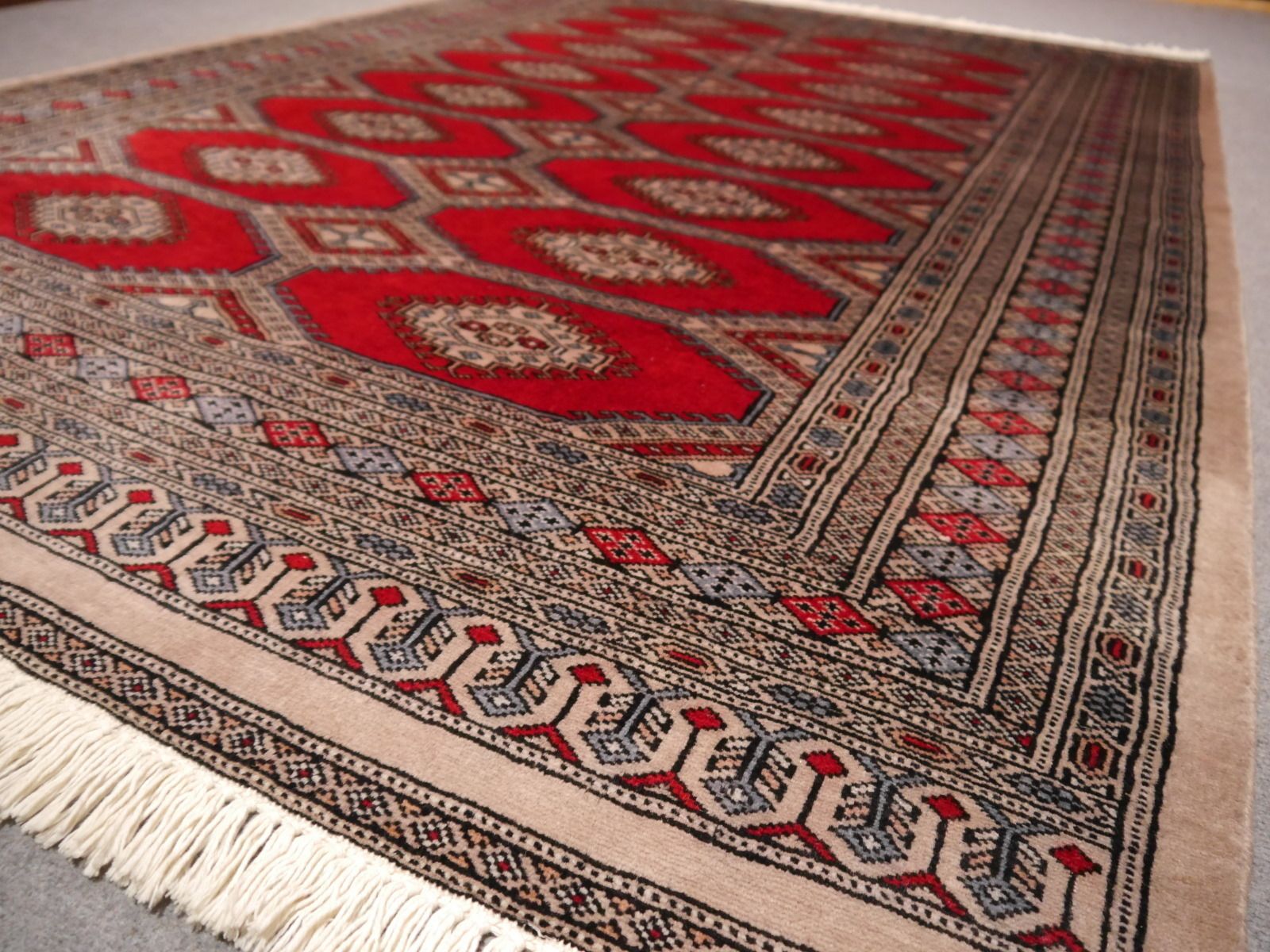 Vintage Turkmen Rug From Pakistan, 1980s Dark Red, Grey  photo buy