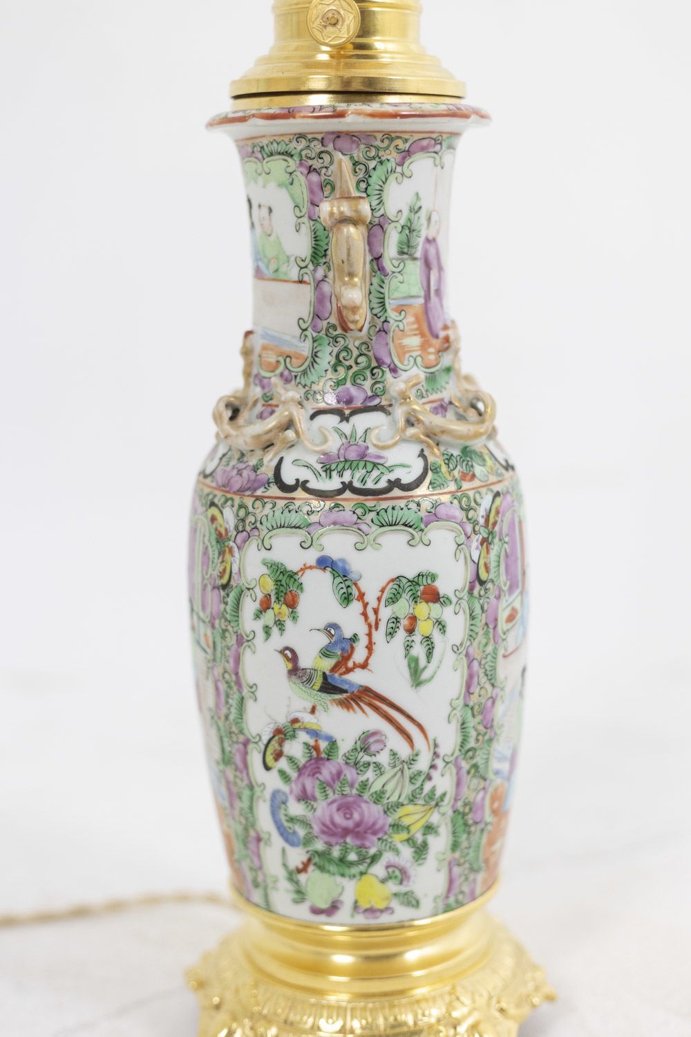 Pair Of Lamps In Porcelain Of Canton And Bronze, Circa 1880 photo vintage