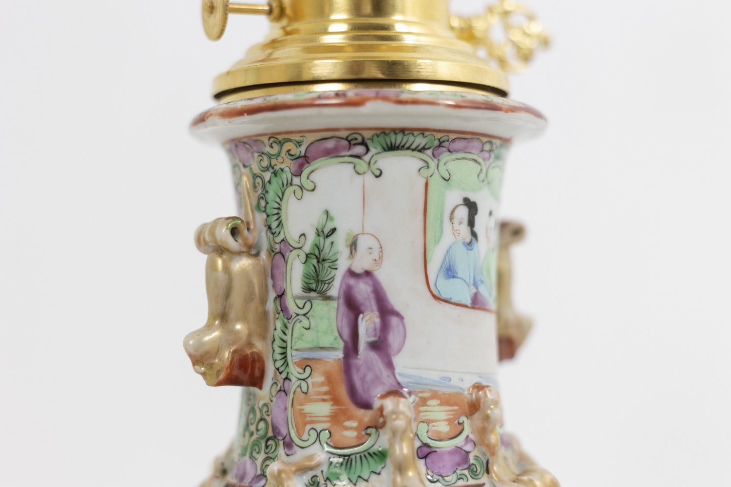 photo for sale Pair Of Lamps In Porcelain Of Canton And Bronze, Circa 1880