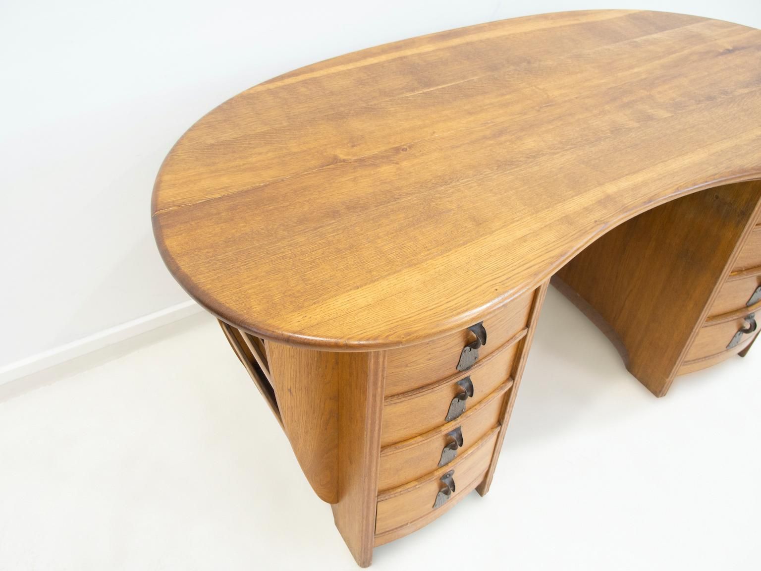 Swedish Art Nouveau Style Oak Writing Desk photo vintage