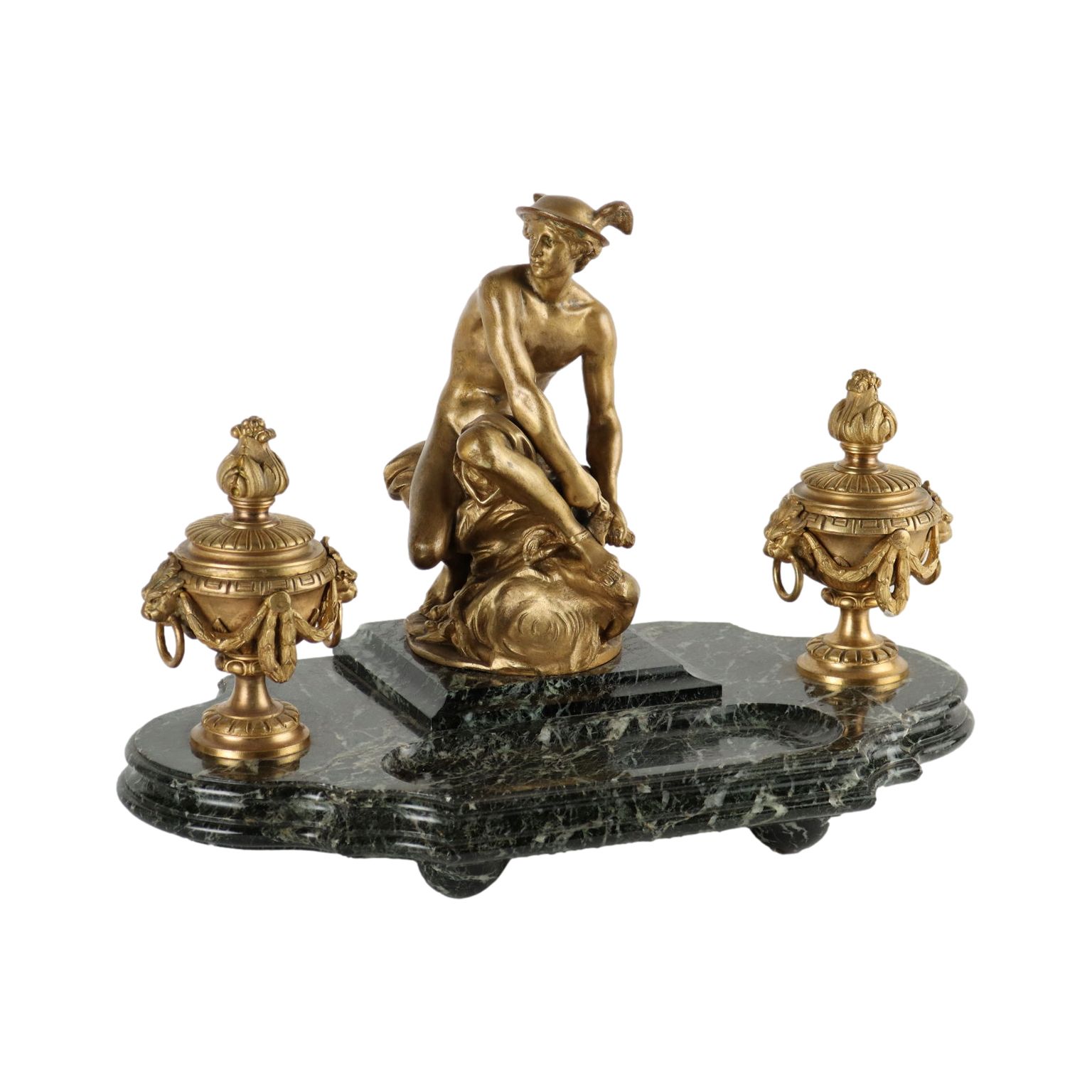 Inkwell By Jean Marie Pigalle Bronze Marble France XIX Century