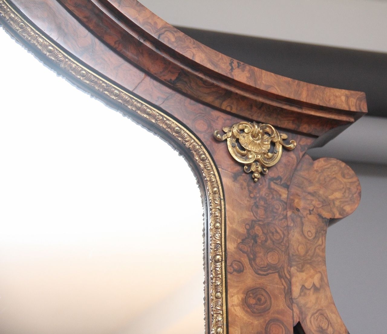 photo furniture Exhibition Quality Antique 19th Century Burr Walnut Mirror Back Credenza