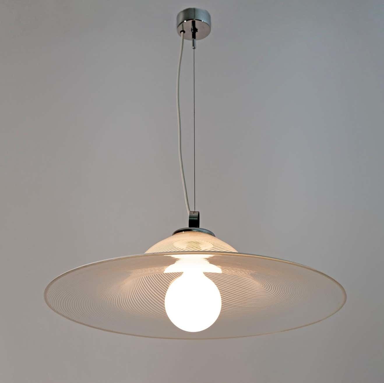 Mid Century Modern Italian Murano Spiral Glass Pendant Lamp, 1970s photo for sale