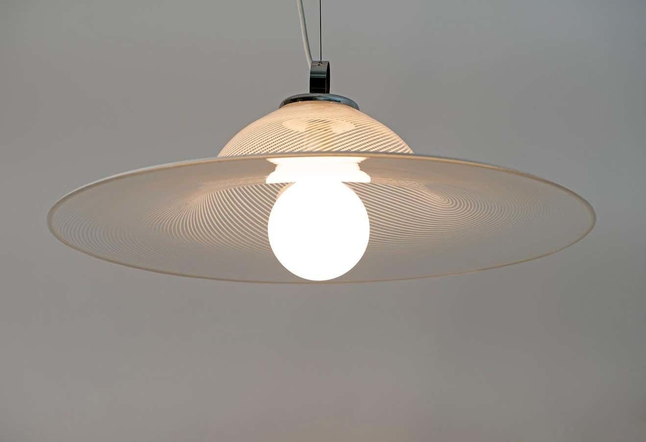 Mid Century Modern Italian Murano Spiral Glass Pendant Lamp, 1970s photo 1373.0