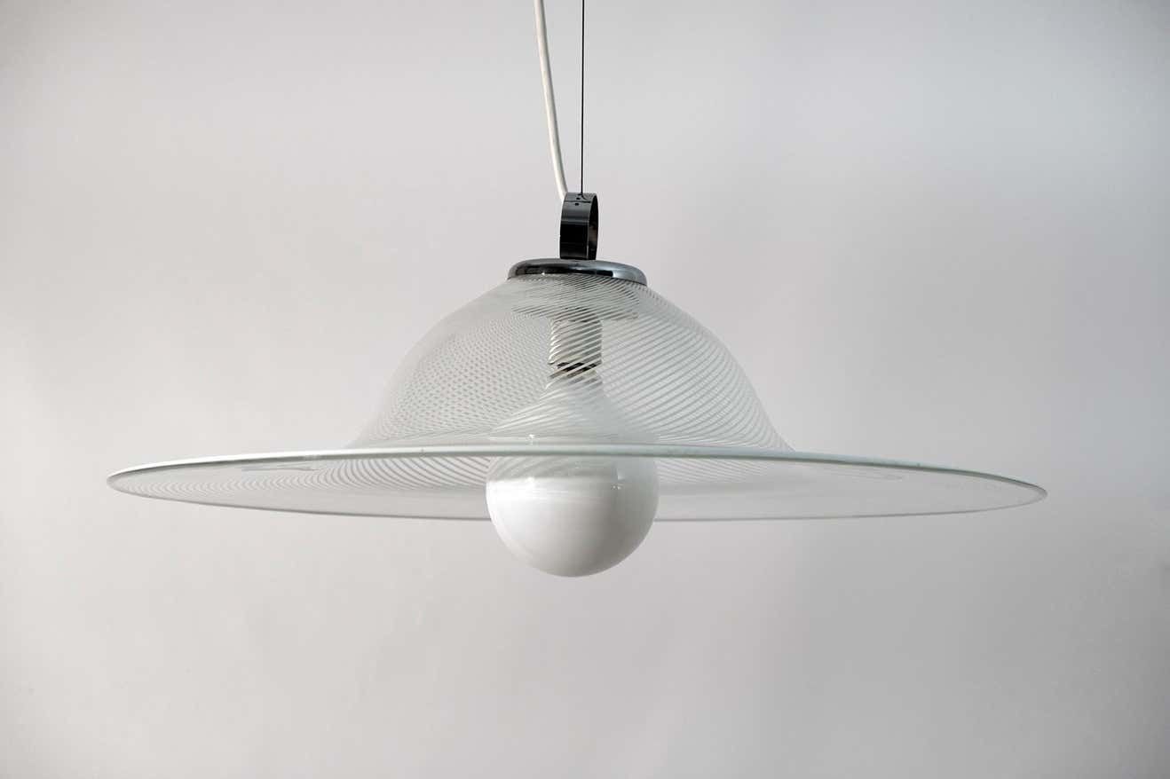 Mid Century Modern Italian Murano Spiral Glass Pendant Lamp, 1970s photo vintage