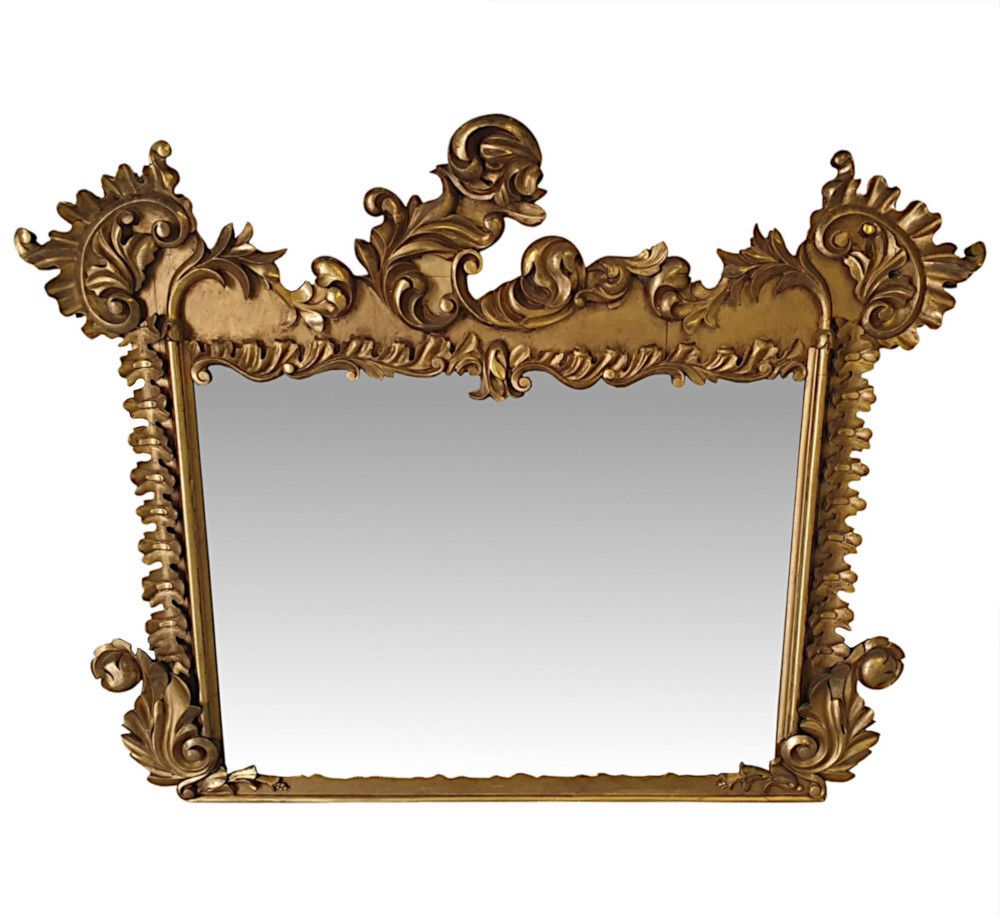 A Very Fine Early 19th Century Irish William IV Giltwood Overmantle Mirror