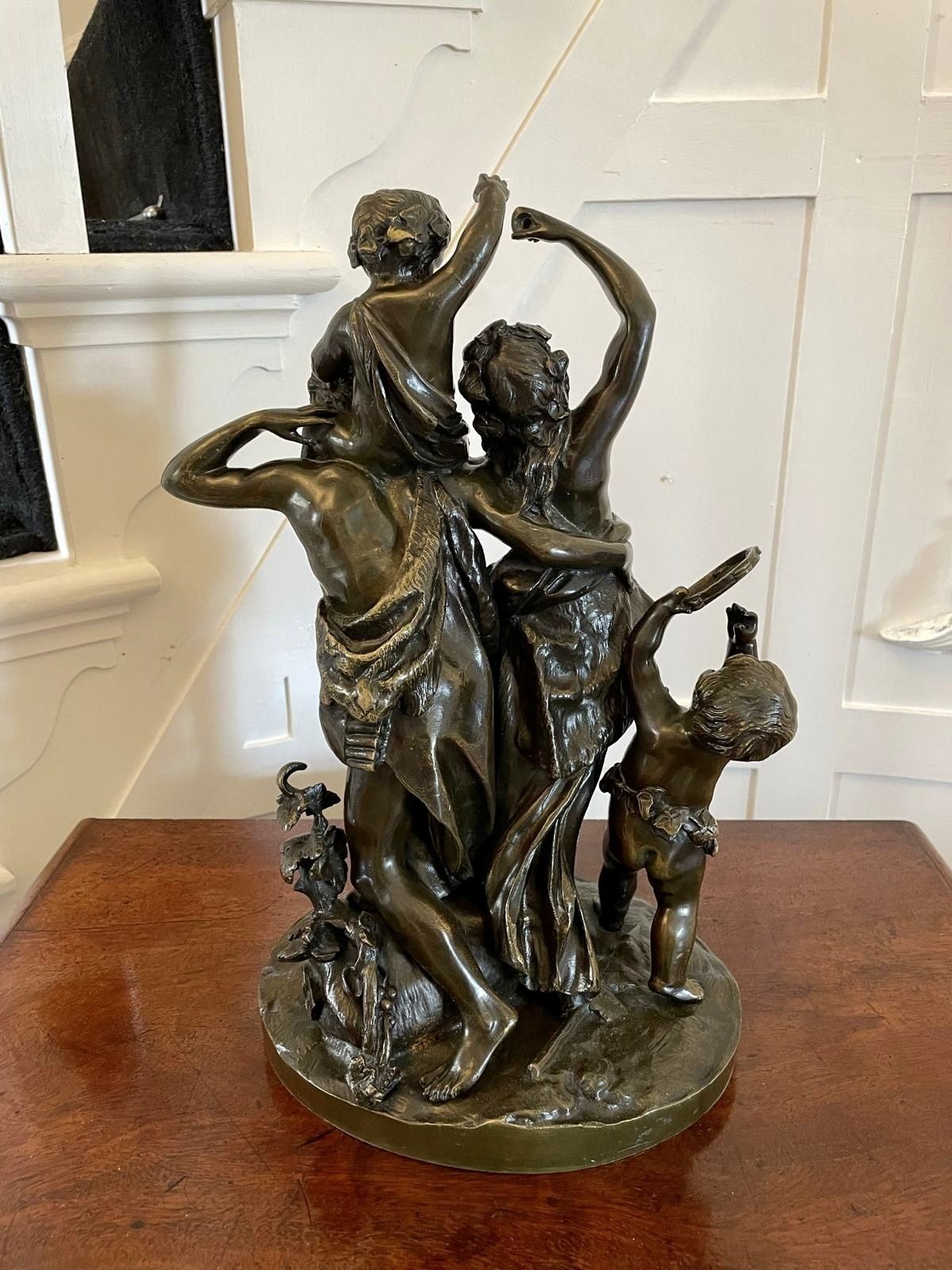 Antique Outstanding Quality Bronze Dancing Maidens Statue Signed By Clodion photo Art