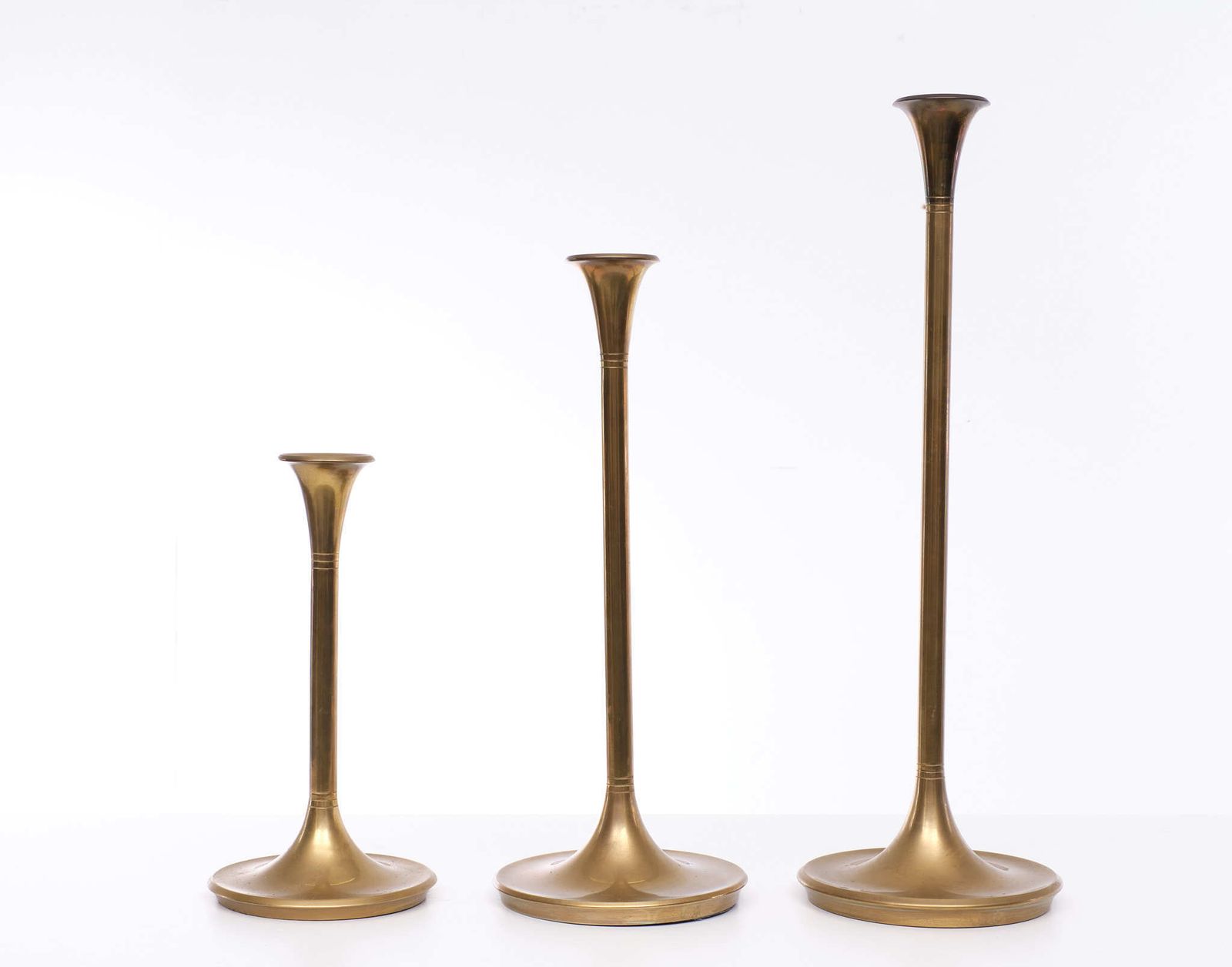 Villeroy & Boch Brass Candle Sticks Germany 1980s Set Of 3 photo for sale