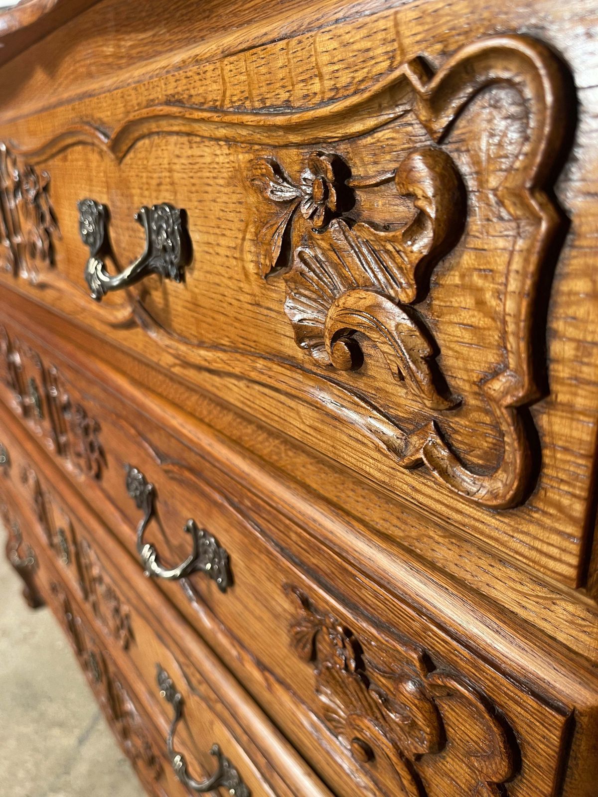 Antique French Carved Oak Serpentine Topped Commode Chest Drawers photo buy