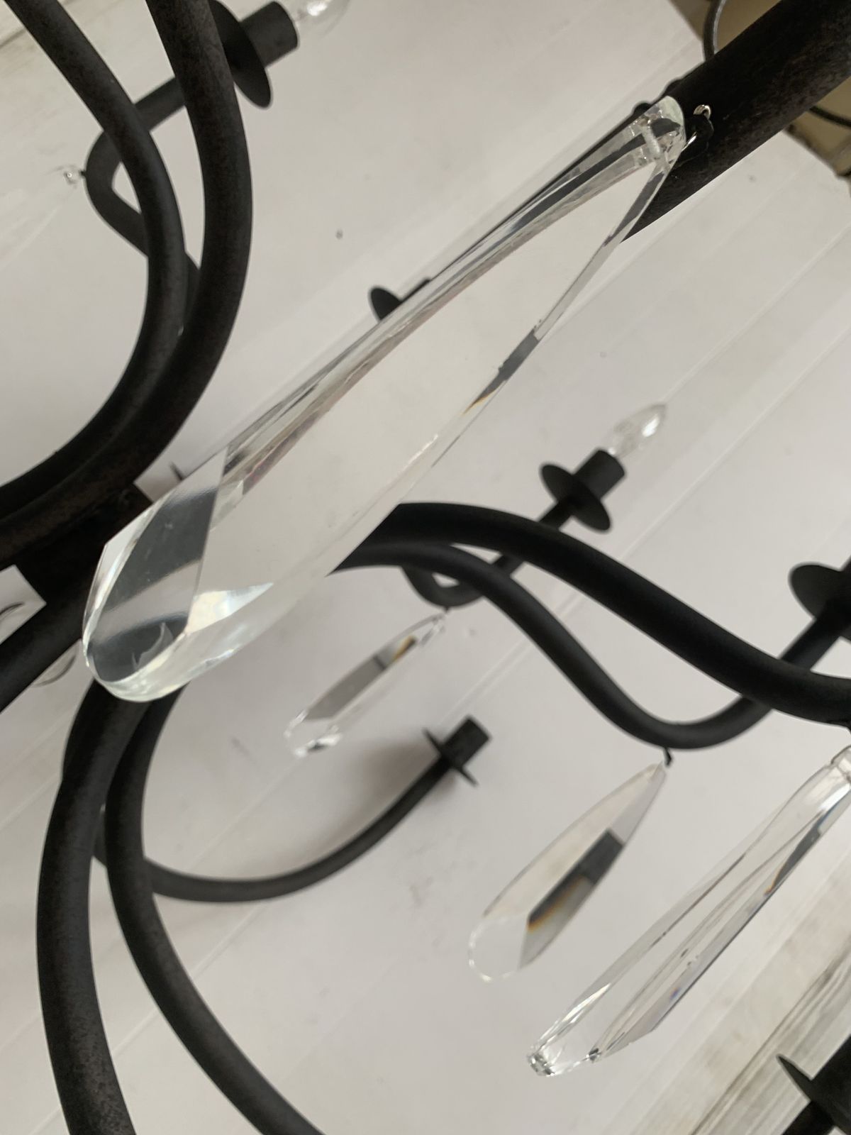 photo furniture Chandelier In Matt Black Metal, 20 Lights, Wrought Iron Florentine Art Made In Italy