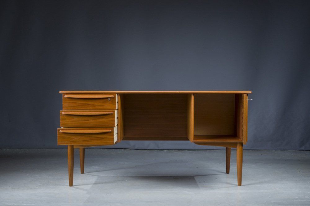 Mid Century Danish Modern Teak Desk By Svend Madsen For Falster, 1970s photo furniture