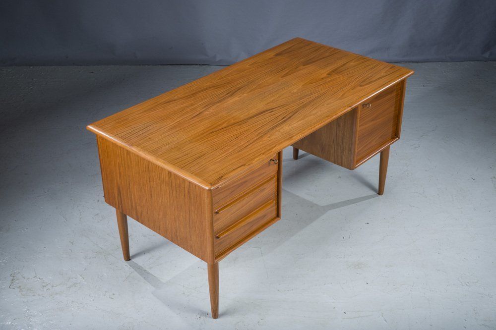 Mid Century Danish Modern Teak Desk By Svend Madsen For Falster, 1970s photo Furniture