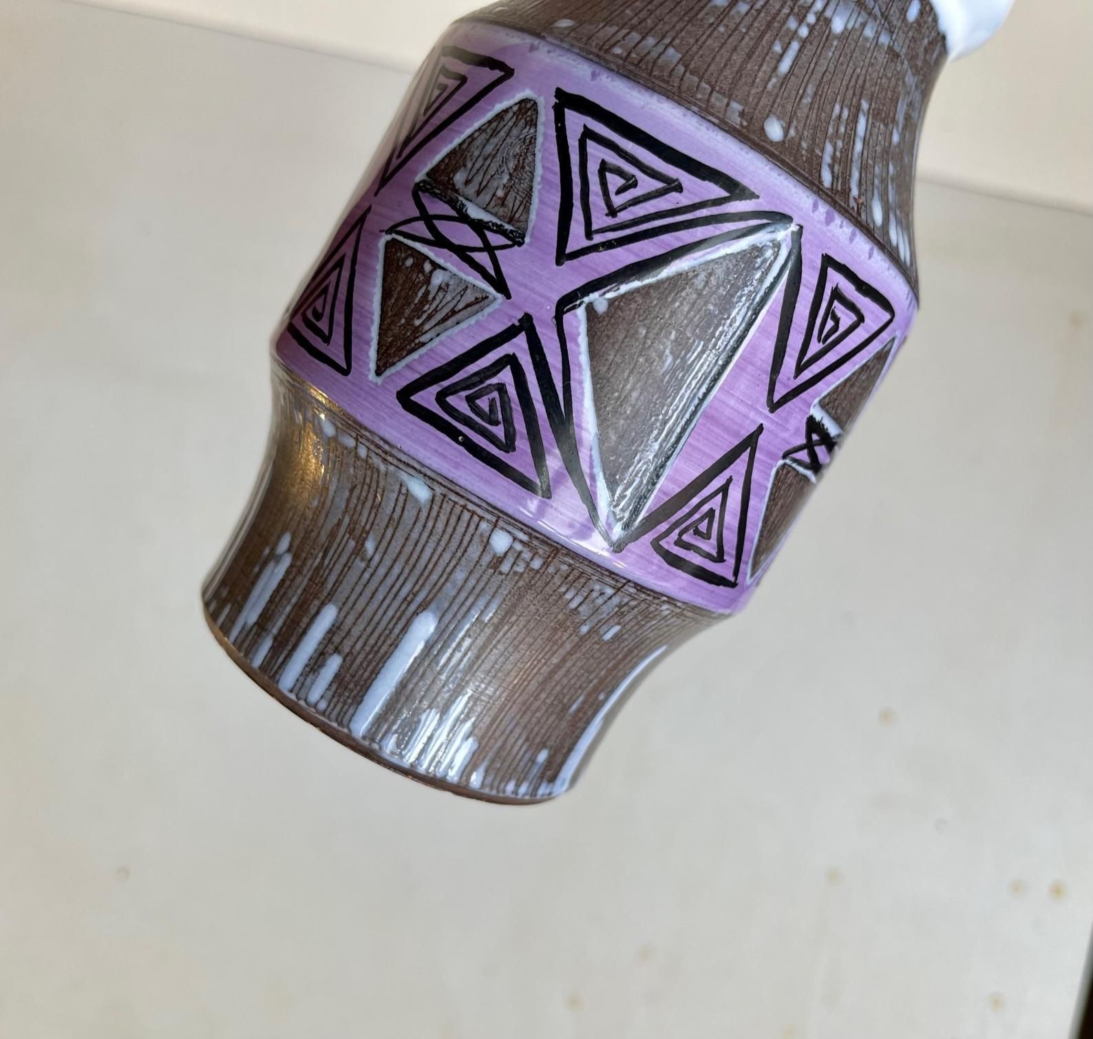 Glazed Purple Pottery Vase From Laholm Sweden, 1960s photo for sale